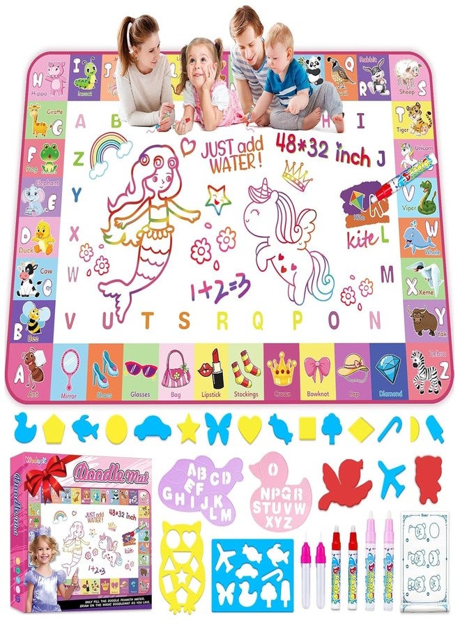 Wedopro Toddlers Toys Water Doodle Mat: 48 X 32 Inch Large Mess Free Coloring & Drawing Mat - Instant Drying - Kids Educational Toys for Girls Age 3-5 Home Activities - Birthday/Christmas Gifts for Girls Boys - Image 1